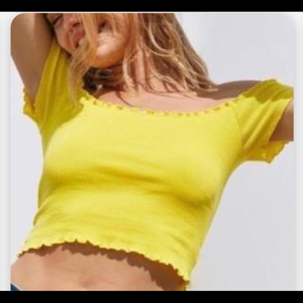 Yellow off the shoulder crop top